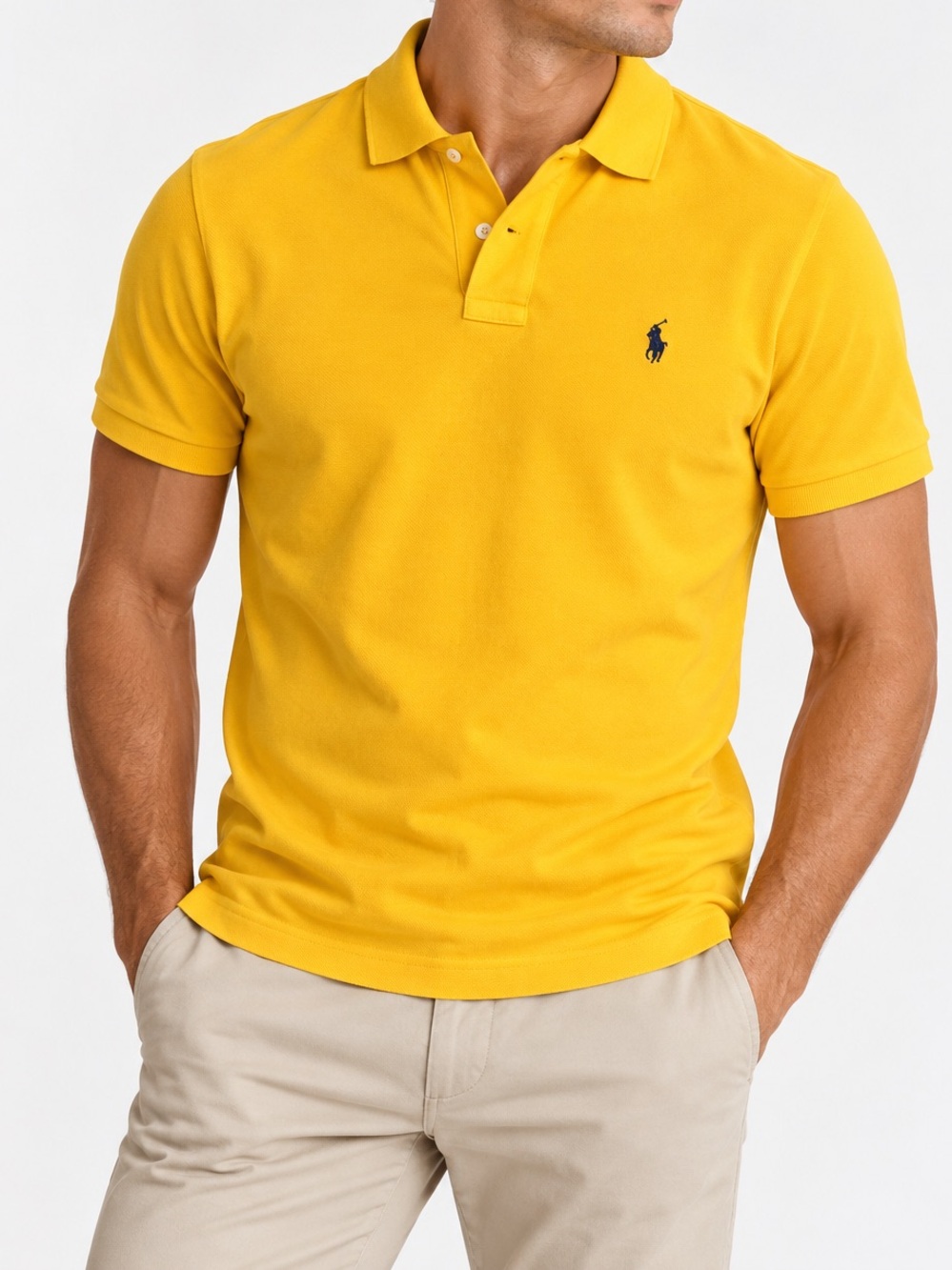 Polo Ralph Lauren Slim Fit Yellow Gold Polo Shirt Men’s XL- fits small see photo